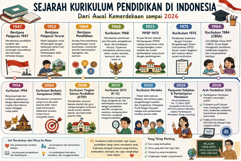 Sejarah Kurikulum Pendidikan di Indonesia dari Awal Kemerdekaan sampai 2026