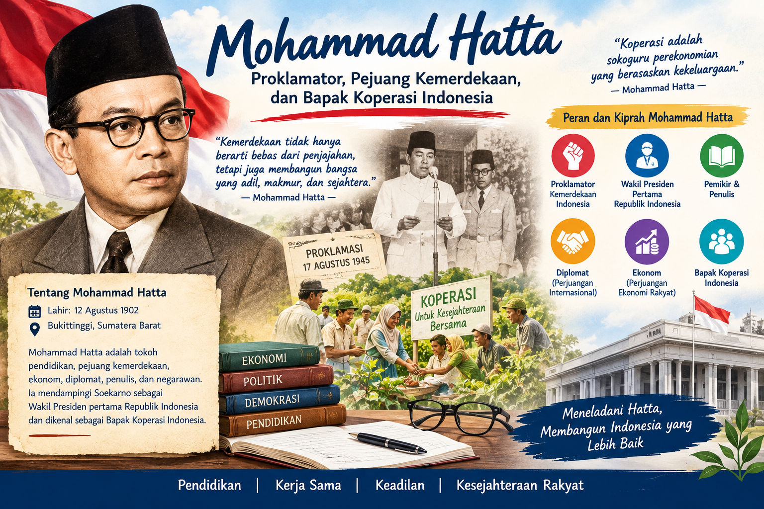 Mohammad Hatta: Proklamator, Pejuang Kemerdekaan, dan Bapak Koperasi Indonesia